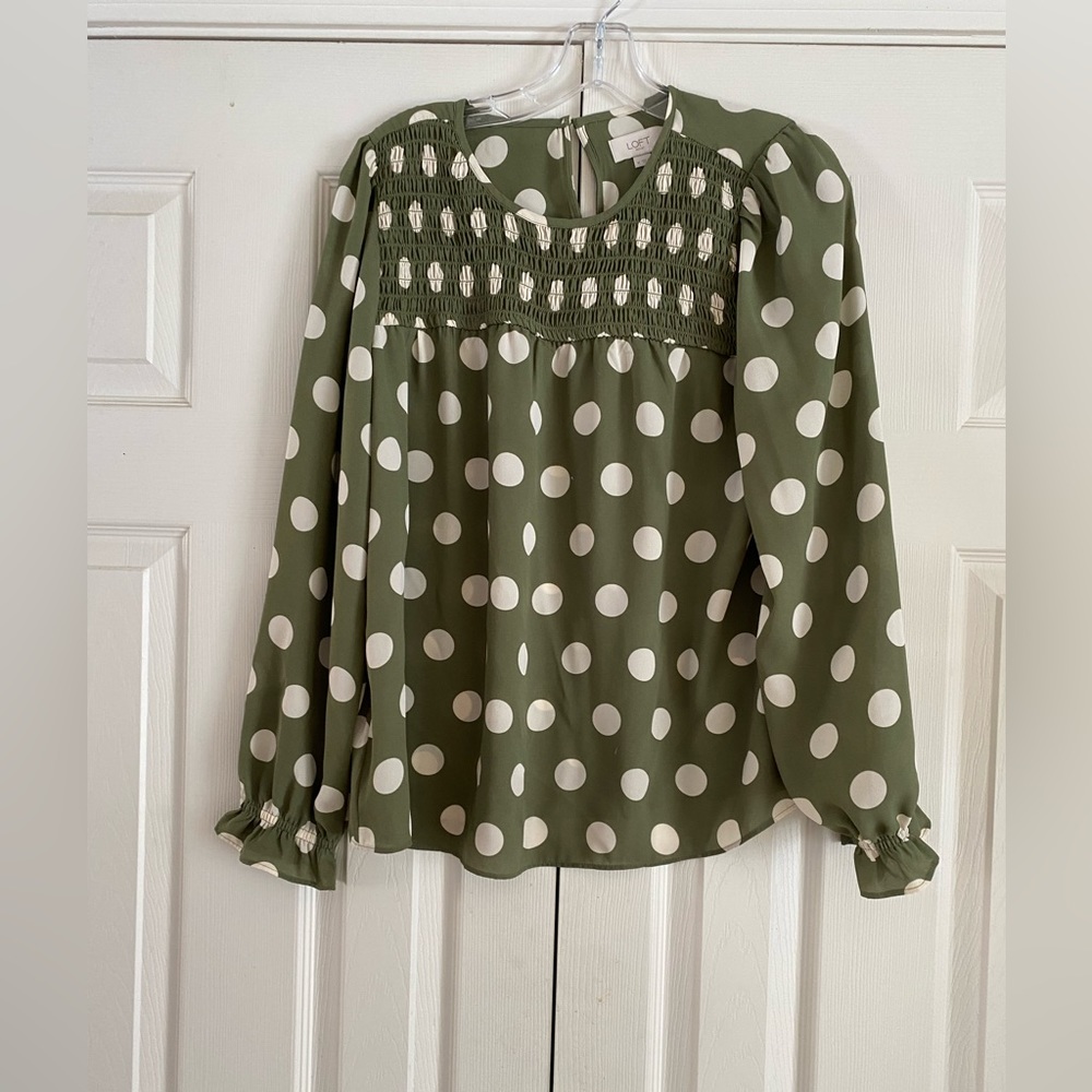 Green polkadot Blouse